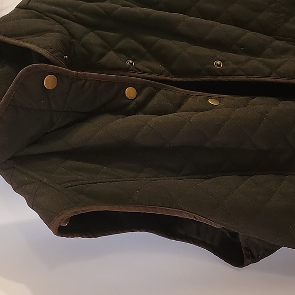 GH Bass Black Quilted Vest Brown Piping Trim Size Large Two Front Pockets VGUC - Picture 14 of 16